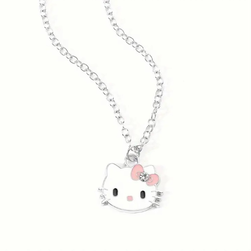 Hello Kitty silver necklace w/ crystal bow